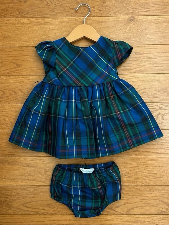 Ralph Lauren Other - Ralph Lauren Baby Girl 3M Blue Green Plaid Taffeta Dress Bloomers 2 Piece Set